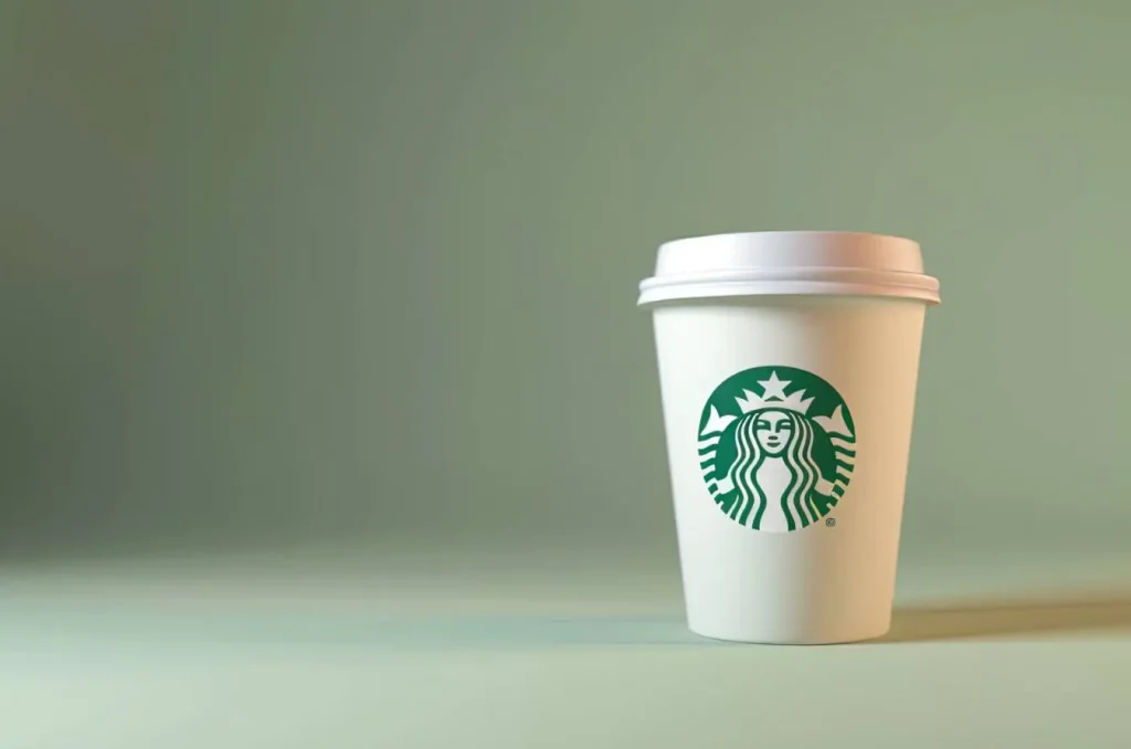 Starbucks takeaway coffee cup with branded logo design