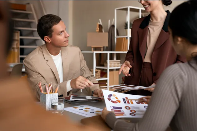 Business team discussing marketing strategy and growth